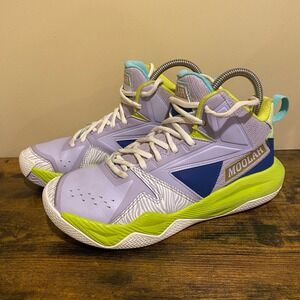 Moolah High Top Basketball Shoes Lilac Neon Green Zebra Print Youth Size 7